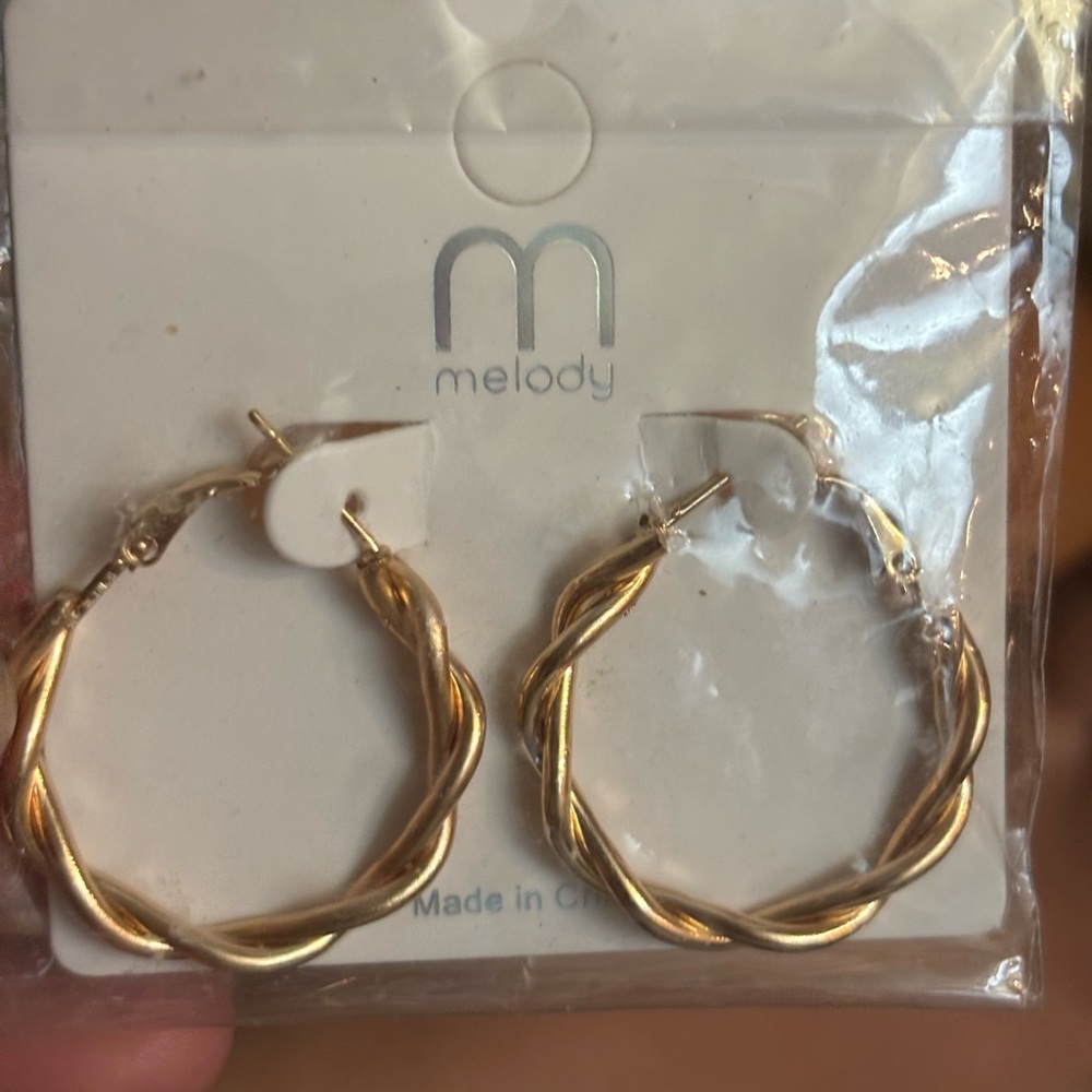 Twisted Gold Hoop Earrings by Melody